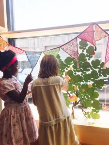 Claire and Teru with the Mustard Bush.